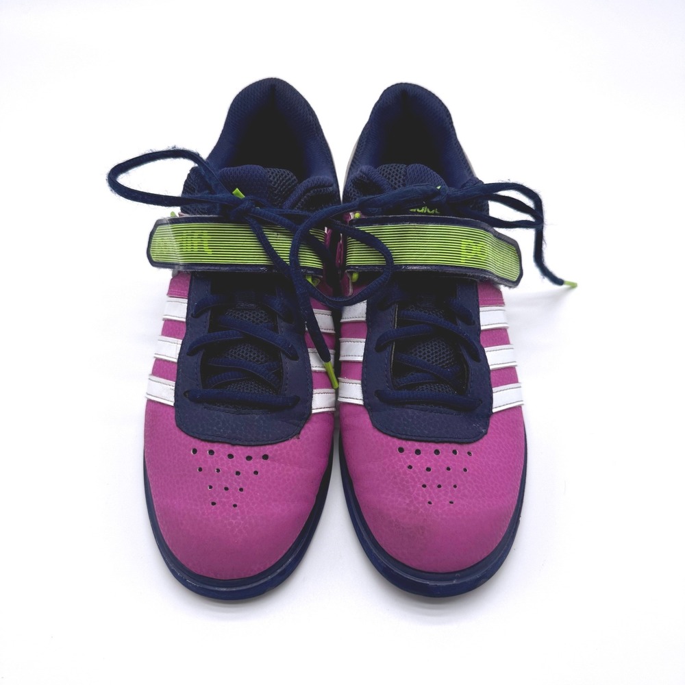 Adidas Powerlift 2 Weightlifting Shoes Purple\Navy/Neon Yellow B39860 Size 9.5